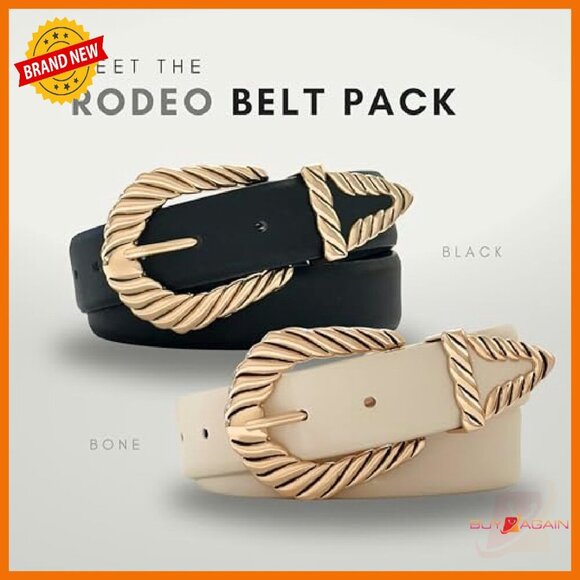 Chunky Gold Western Belt Buckle 2-Pack Women\'s Fashion Accessory main image 7